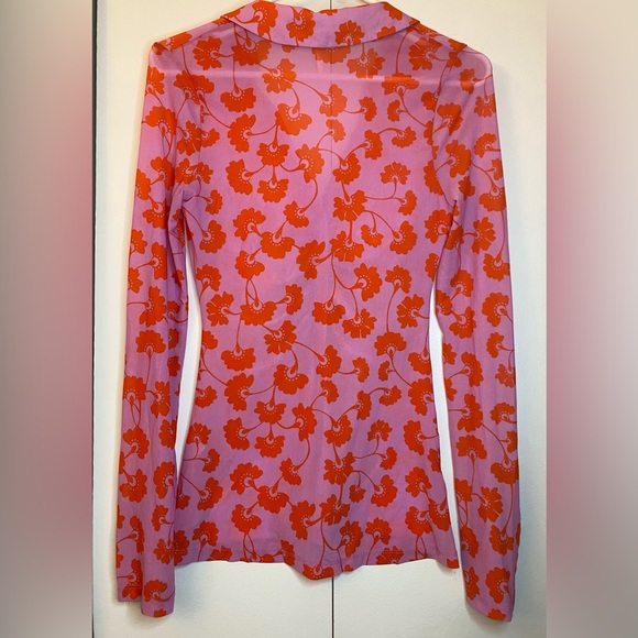 😍 Free People Lucky Shirtee Pink and Red Floral Button-Down Shirt NWOT! Ptp16-18 - Picture 5 of 5